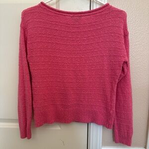 Talbots Textured Pink Crew Neck Sweater